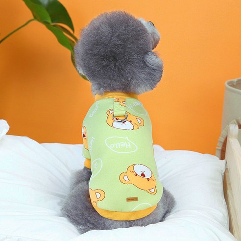 딩동펫 강아지 헬로 베어 티셔츠, 그린