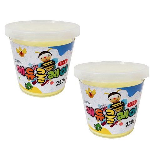 에듀클레이 유아용 클레이 2p, 연한노랑, 250g, 2개