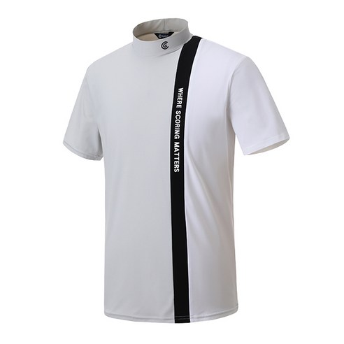 클리브랜드 남성용 골프 세로 컬러블록 모크넥 반팔 티셔츠 CGKMTS1020