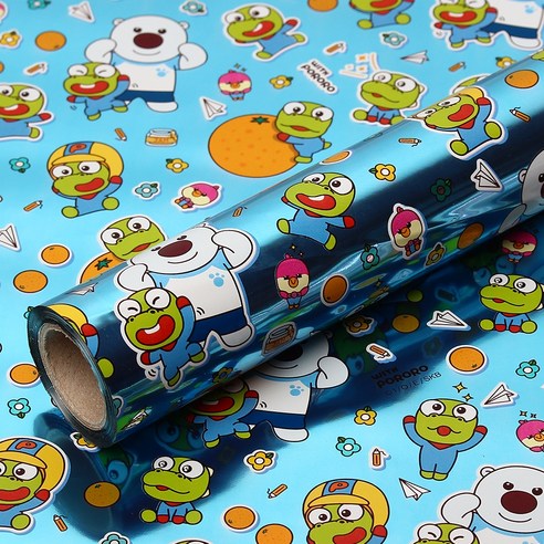 코코플러스 위드 뽀로로 롤 포장지 12m x 37.5cm, 블루, 1개