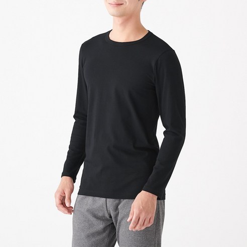 무인양품 남성용 MUJI 면 긴소매 티셔츠 FAB40A1A