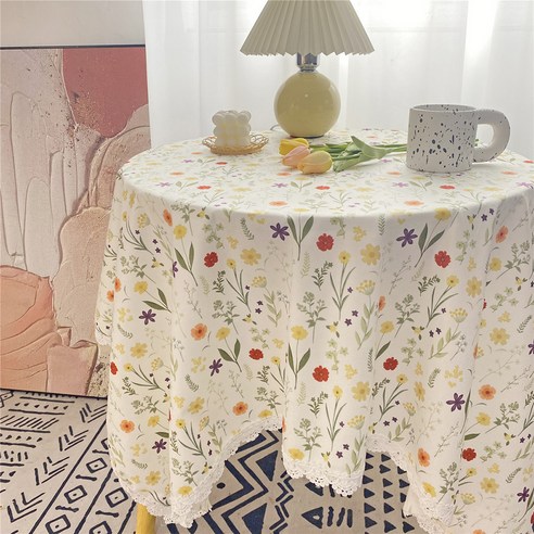 MA 빈티지 플라워 레이스 테이블보, 가든플라워, 60 x 90 cm