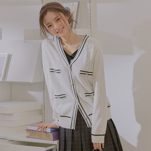 로엠 여성용 미디기장 트위드형 가디건
