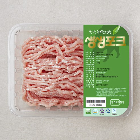 생생포크 무항생제 인증 등심 다짐육 (냉장), 500g, 1개