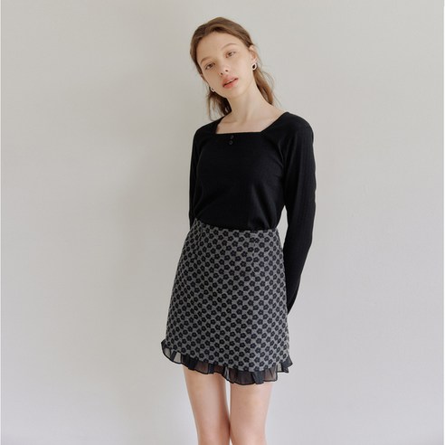 엽페 JACQUARD FLOWER 미니 스커트