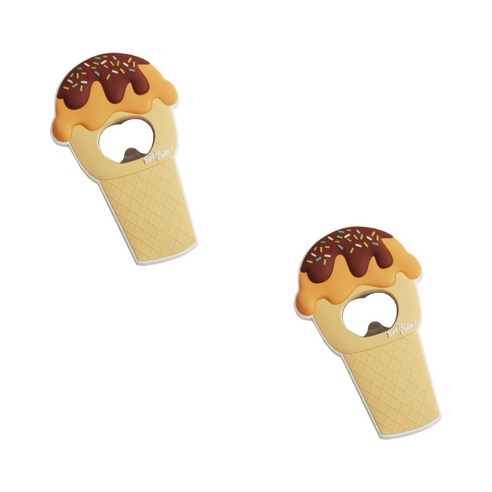 부스마켓 아이스크림 디자인 병따개, 오렌지, 2개
