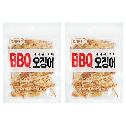 리프레쉬 갈비오징어 바비큐 조미 BBQ 오징어, 200g, 2개