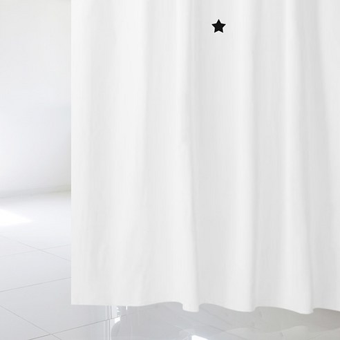 수풀 샤워 커튼 북유럽 스타일 sc556 L 1800 x 1880 cm + 스테인리스 고리 12p + 커튼봉 화이트 풀세트, 1세트