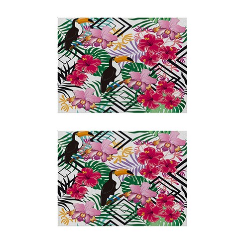 알로하와이 열대동식물 코튼 플레이스 매트 2p, 05, 32 x 21 cm