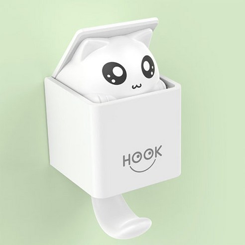 귀여운 고양이 후크, 1개, 화이트
