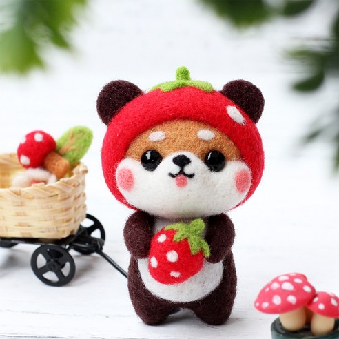 아트조이 DIY 양모펠트 키트, 1세트, 딸기곰시바