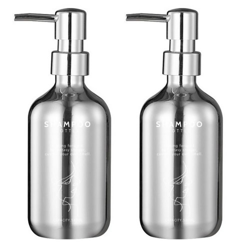 윈프라이스 크롬 미러 리필 디스펜서 샴푸리필용 500ml, 실버, 2개