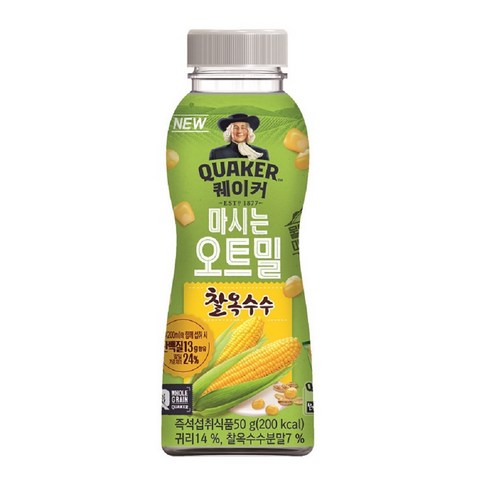 퀘이커 마시는 오트밀 찰옥수수, 50g, 24개