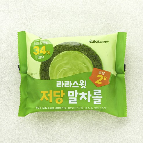 라라스윗 저당 말차 크림롤, 80g, 1개