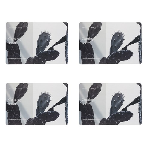 더플로우 포토 방수 테이블매트 4p, 선인장, 45 x 30 cm