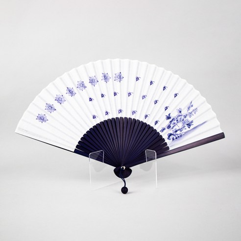 자수와 패턴 부채, 모란, 1개
