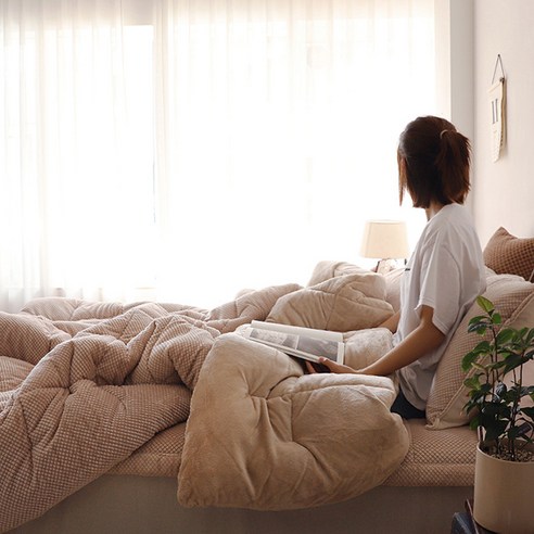 에이트룸 마이크로 번아웃 모노 극세사 이불 풀세트, 베이지