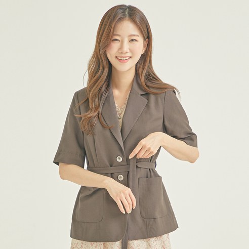 로엠 여성용 앵커 린넨라이크 반팔 자켓