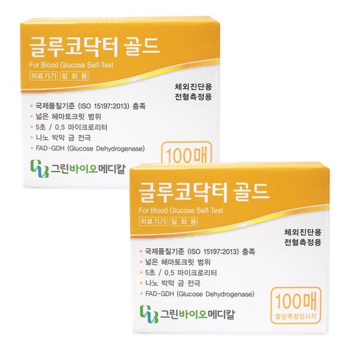 글루코닥터 골드 혈당시험지, 2개, 100개입