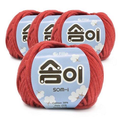쎄비 솜이 패브릭얀 뜨개실 65g x 4p, 레드