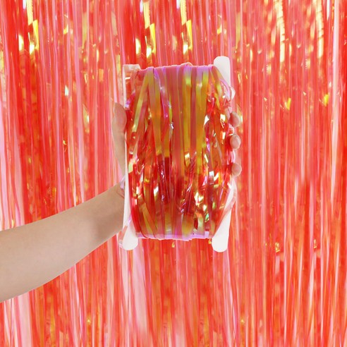 마켓에이 오로라 홀로그램 파티장식 커튼 1 x 3 m, 레드, 5개