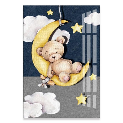 케이엠엘리 AB + 원형 3D 보석십자수 DIY 키트 40 x 50 cm, 꿈나라 곰돌이, 1세트