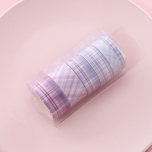해피제이 다꾸 벽꾸미기 파스텔 체크 마스킹테이프 6종 세트, 1세트, 3 퍼플