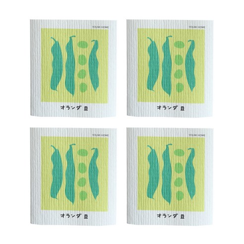 마켓에이 감성디자인 펄프 행주 완두콩, 4개