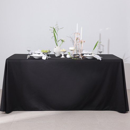 광폭 대형 고급융단 사각 테이블보, 300 x 200 cm, 블랙, 1개
