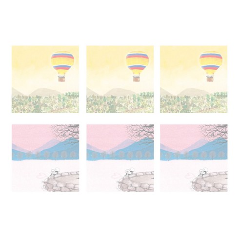 디자인곰곰 곰곰 메모지 2종 세트, C(열기구, 롤리눈), 3세트