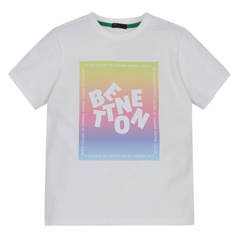 베네통키즈 아동용 레인보우 박스 티셔츠 QATSQ2131