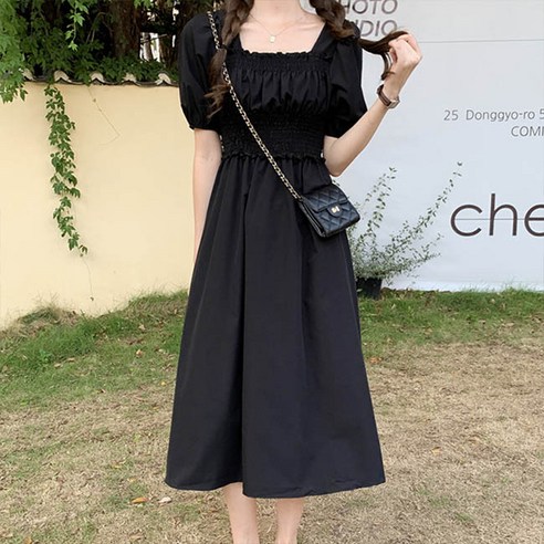 앤드스타일 여성용 프릴스모크 퍼프소매 원피스 260789