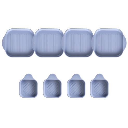 디유 전자레인지용 큐티 나눔접시 세트, 1세트, 그레이 플레이트 대 4p + 앞접시 소 4p