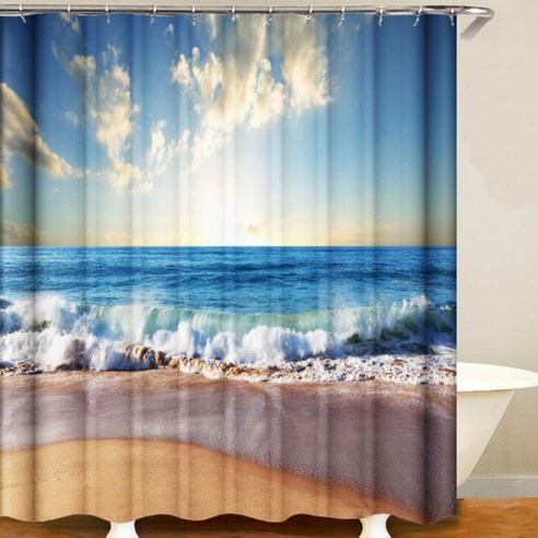 카리스 푸른 바다의 욕실 샤워 커튼 A04 165 x 180 cm, 1개