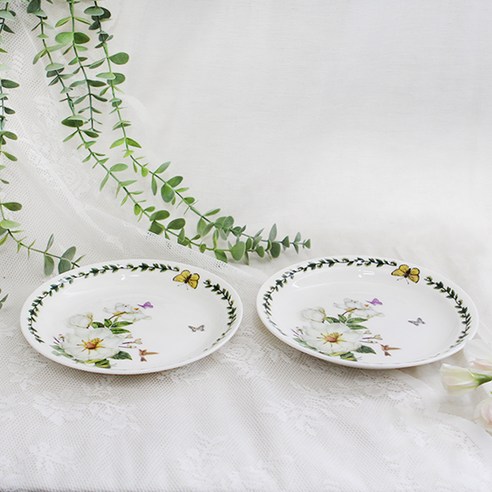 로얄에식스 목련 본차이나 원형 접시 2p, 혼합색상, 2개