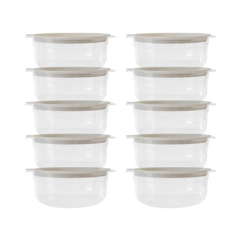 토마톰스 냉동밥 전자레인지 뚜껑 용기 600ml, 그레이, 10개