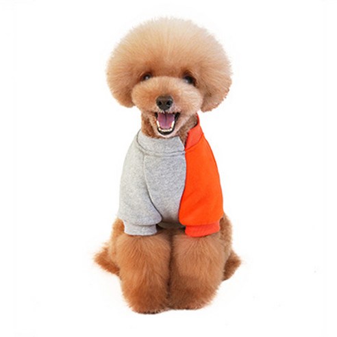 MING Z 강아지 고양이 투톤 티셔츠, 오렌지그레이
