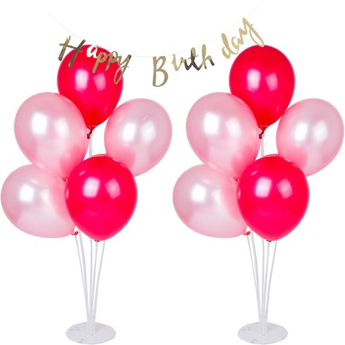 파티쇼 풍선꽂이장식 핑크파티 70cm 2세트 + 가랜드 골드, 혼합색상, 1세트