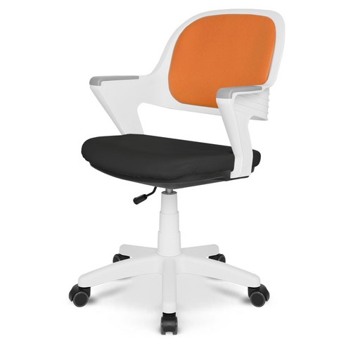 체어포커스 알라딘플로 베이직 화이트바디 인조가죽 의자 AL-368-WH, 투톤오렌지