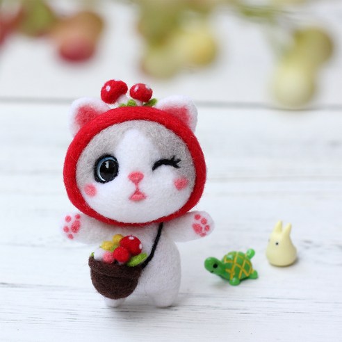 아트조이 DIY 양모펠트 키트, 1세트, 버섯고양이