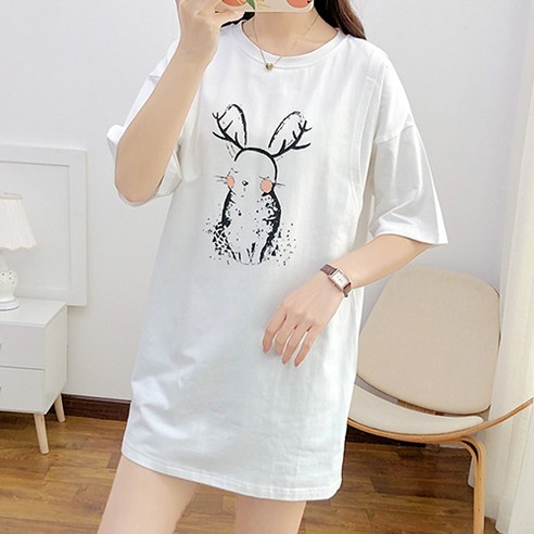 쿨쿨 유니콘 토끼 임산부 반소매 수유 티셔츠