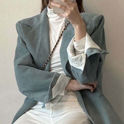 안다로미 여성용 루즈 데일리 카라 코듀로이 누빔 자켓