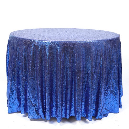 마켓에이 스팽글 파티 원컬러 원형 식탁보, 블루, 60cm