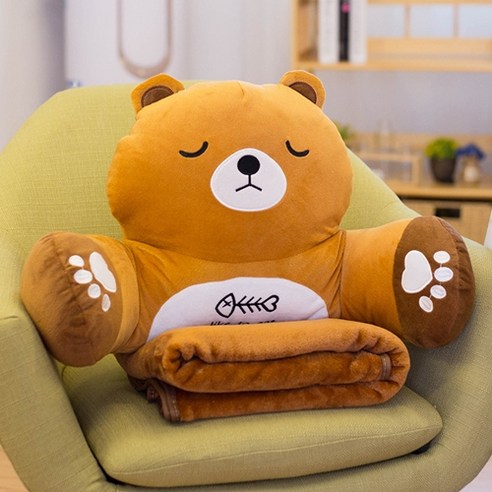 리빙에스 동물 허리 등 받이 쿠션, 곰돌이