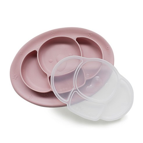 앙쥬 흡착 코끼리 유아식판 + 뚜껑, 핑크(식판), 식판 + 뚜껑