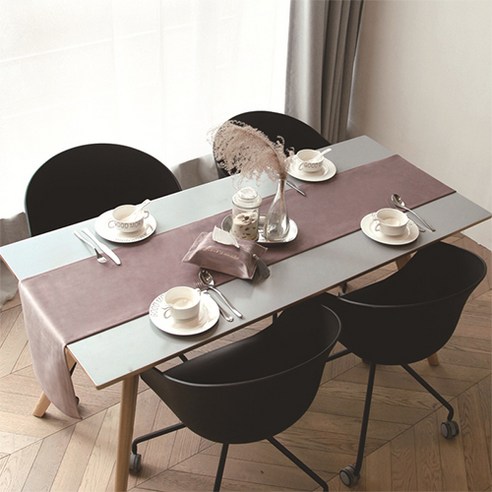 벨벳 단색 테이블 러너, 핑크, 32 x 240 cm