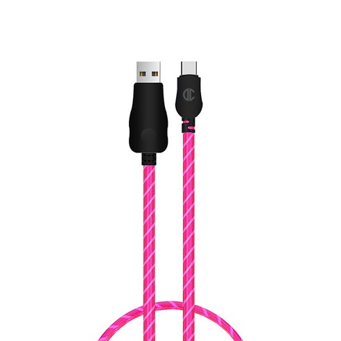 디씨네트워크 USB-C타입 LED 고속 충전 케이블, 핑크, 2m