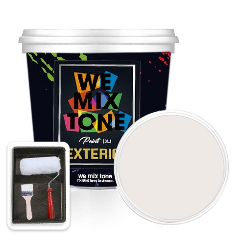 WEMIXTONE 외부용 EXTERIOR 페인트 3L + 붓 + 로울러 + 트레이 세트, WMT0221P01(페인트)