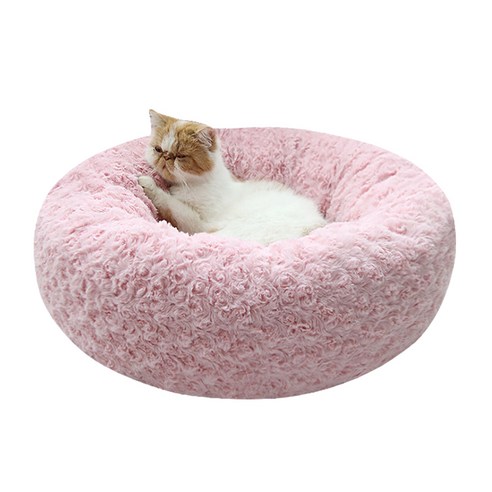 포시럽 반려동물 로즈 도넛 원형도넛 방석, 핑크