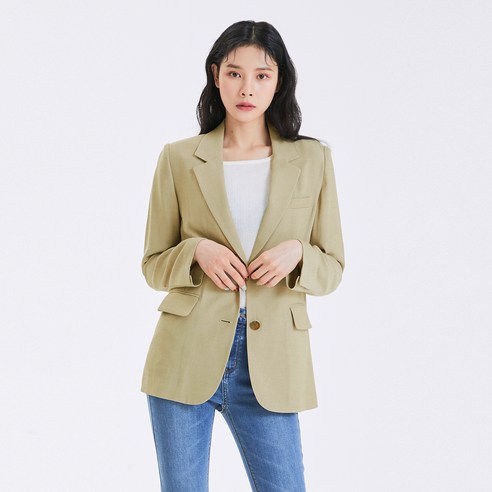 미쏘 여성용 린넨 테일러드 일자핏 싱글 자켓